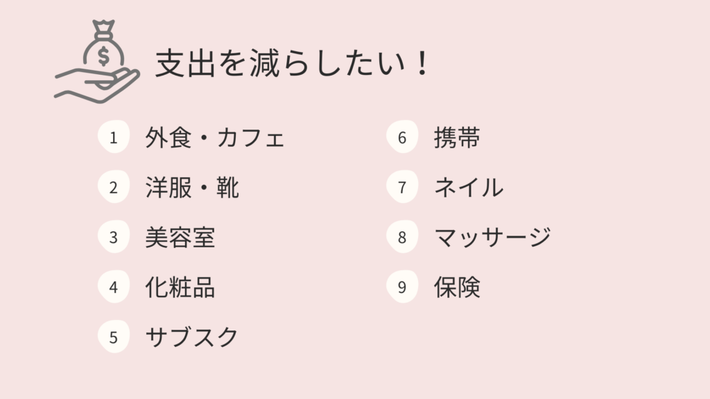 支出を減らしたいもの
